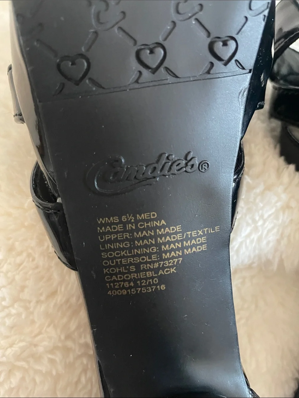 Candies Black Patent T-Strap Platform Heels - Women